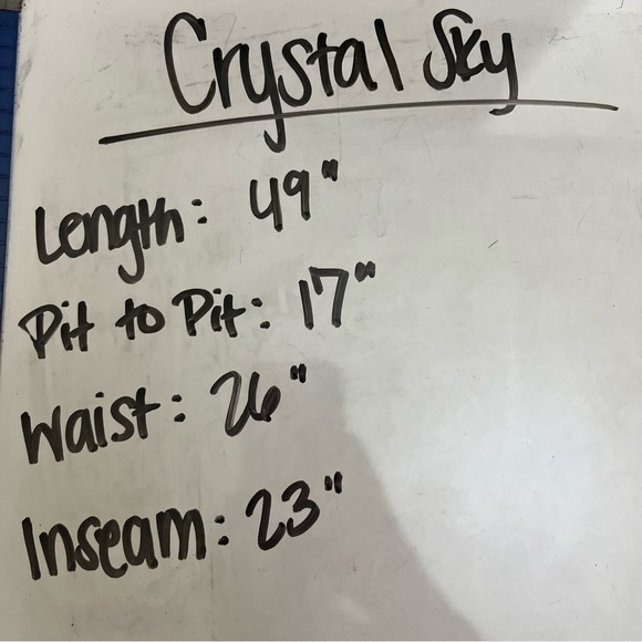 NEW Crystal Sky Blue White Jumpsuit Striped Wide Leg Flowy Cropped Romper Sz S - Picture 12 of 12